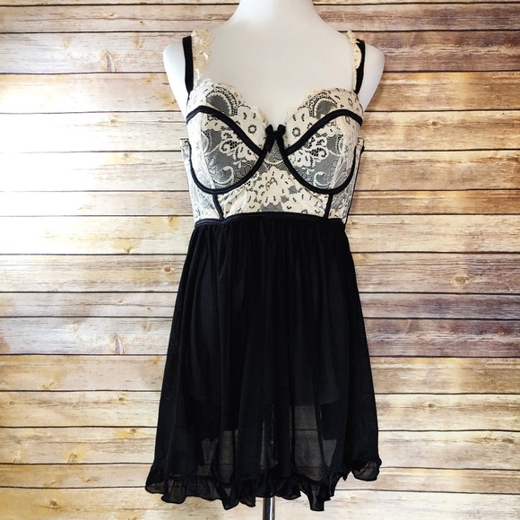 torrid Other - Torrid Lingerie Babydoll Ivory Lace Black Skirt